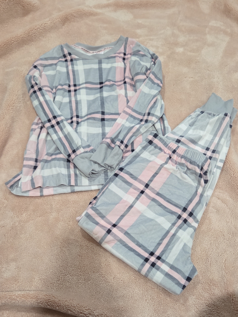 Pink & Light Blue Long Sleeve Pajama Set